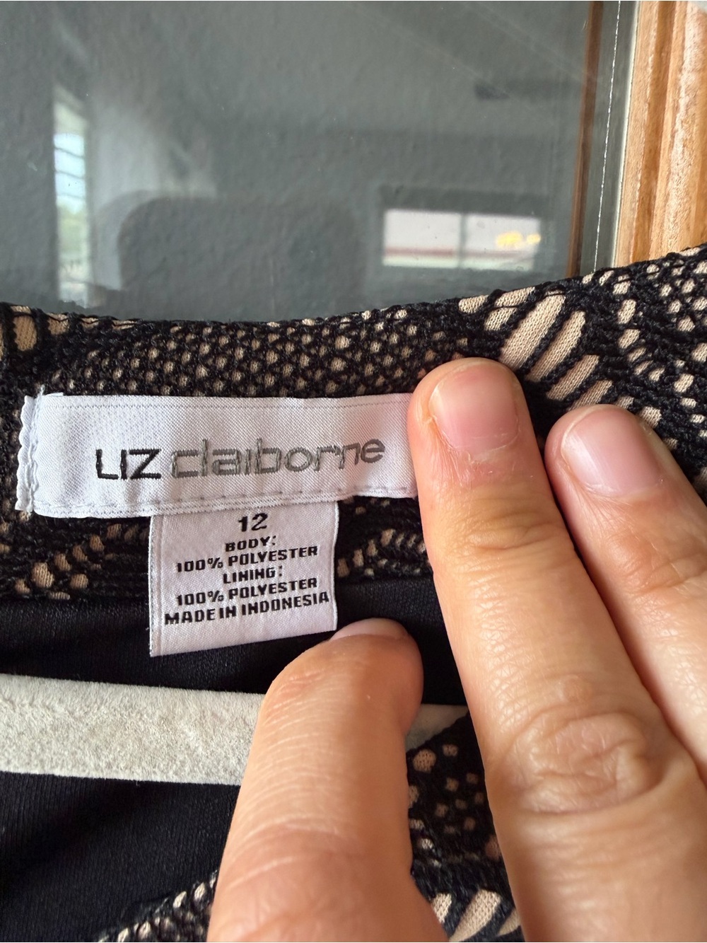 Liz Claiborne Black Lace-Pattern V-Neck Midi Dress - Picture 6 of 7